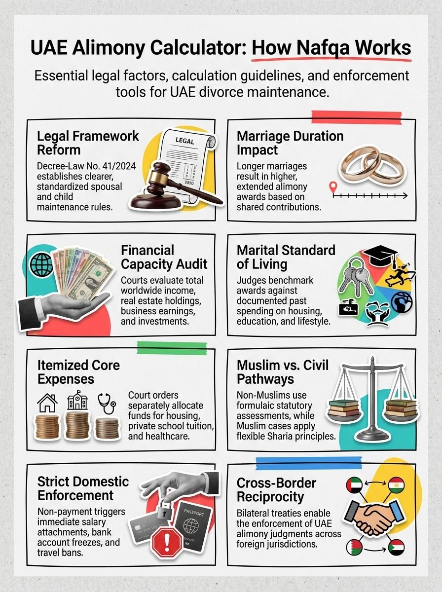UAE Alimony Calculator 2026: How Much Nafqa Do You Get After Divorce?